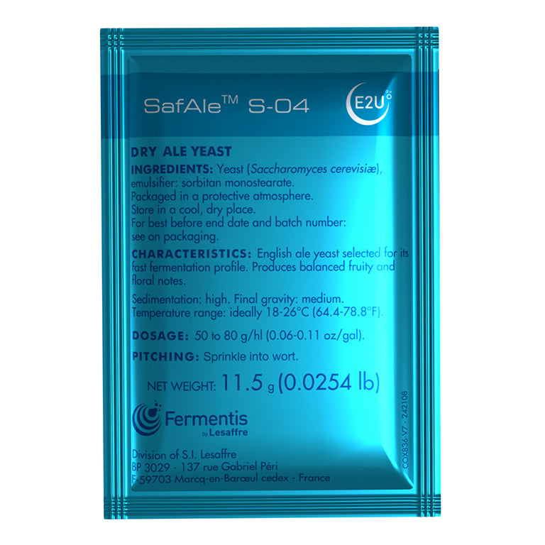 Safale S-04 English Ale Yeast, 11.5 grams
