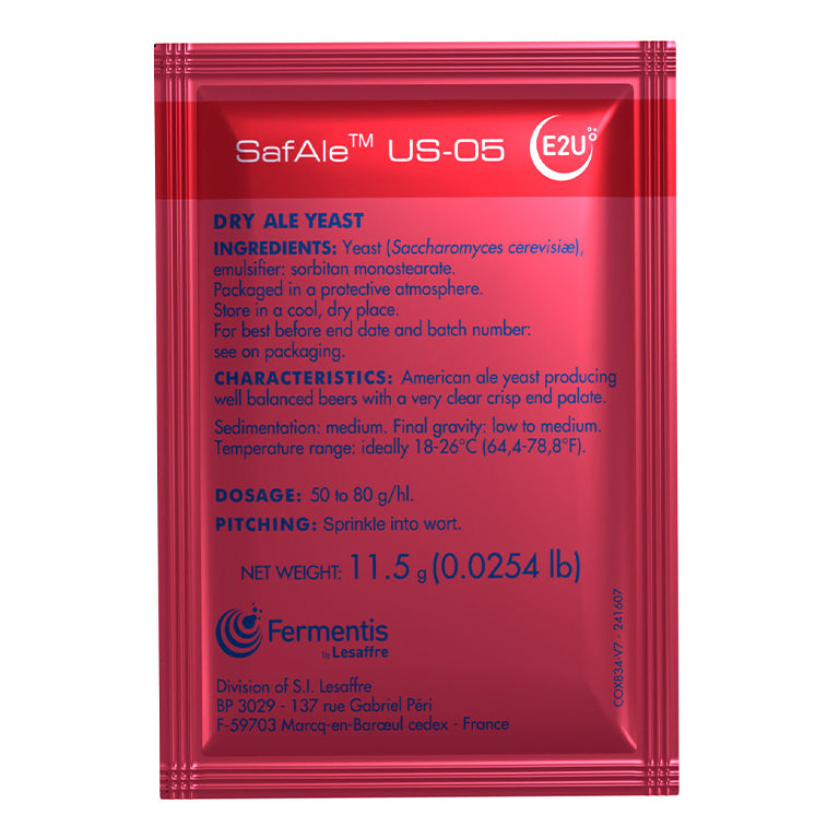 Safale US-05 American Ale Dried Yeast, 11.5 grams