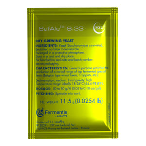 SafAle S-33 Belgian Ale Yeast, 11.5 grams