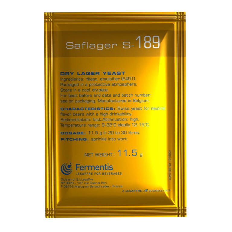 Saflager S-189 Lager Yeast, 11.5g