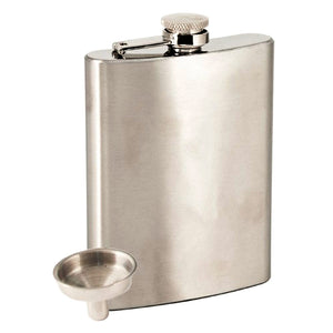 8oz Polished Stainless Steel Flask and Funnel Set