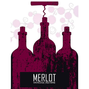 Merlot Wine Bottle Labels - 30-Pack