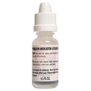 Phenolphthalein Color Indicator Solution (1%), 1/2oz