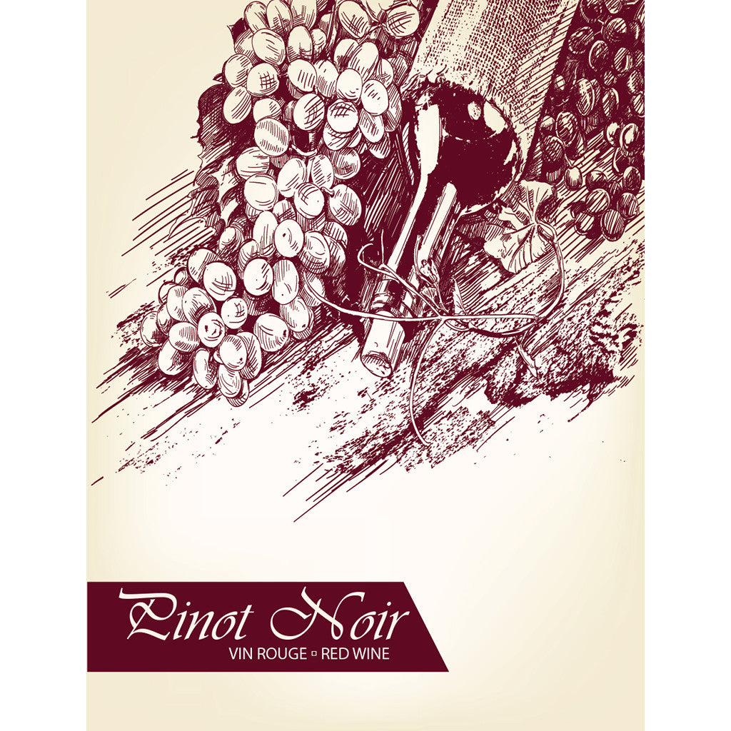 Pino Noir Adhesive Wine Bottle Labels - 30-Pack