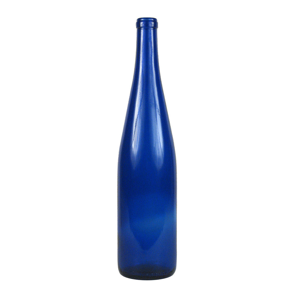 750mL Cobalt Blue Stretch Hock Wine Bottles - Case of 12