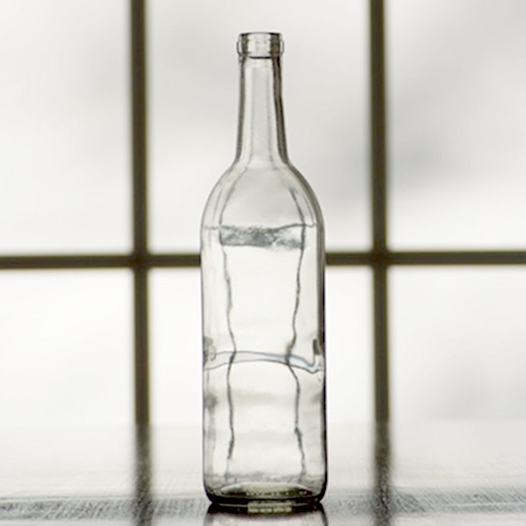 750mL Clear Bordeaux Wine Bottles - Case of 12